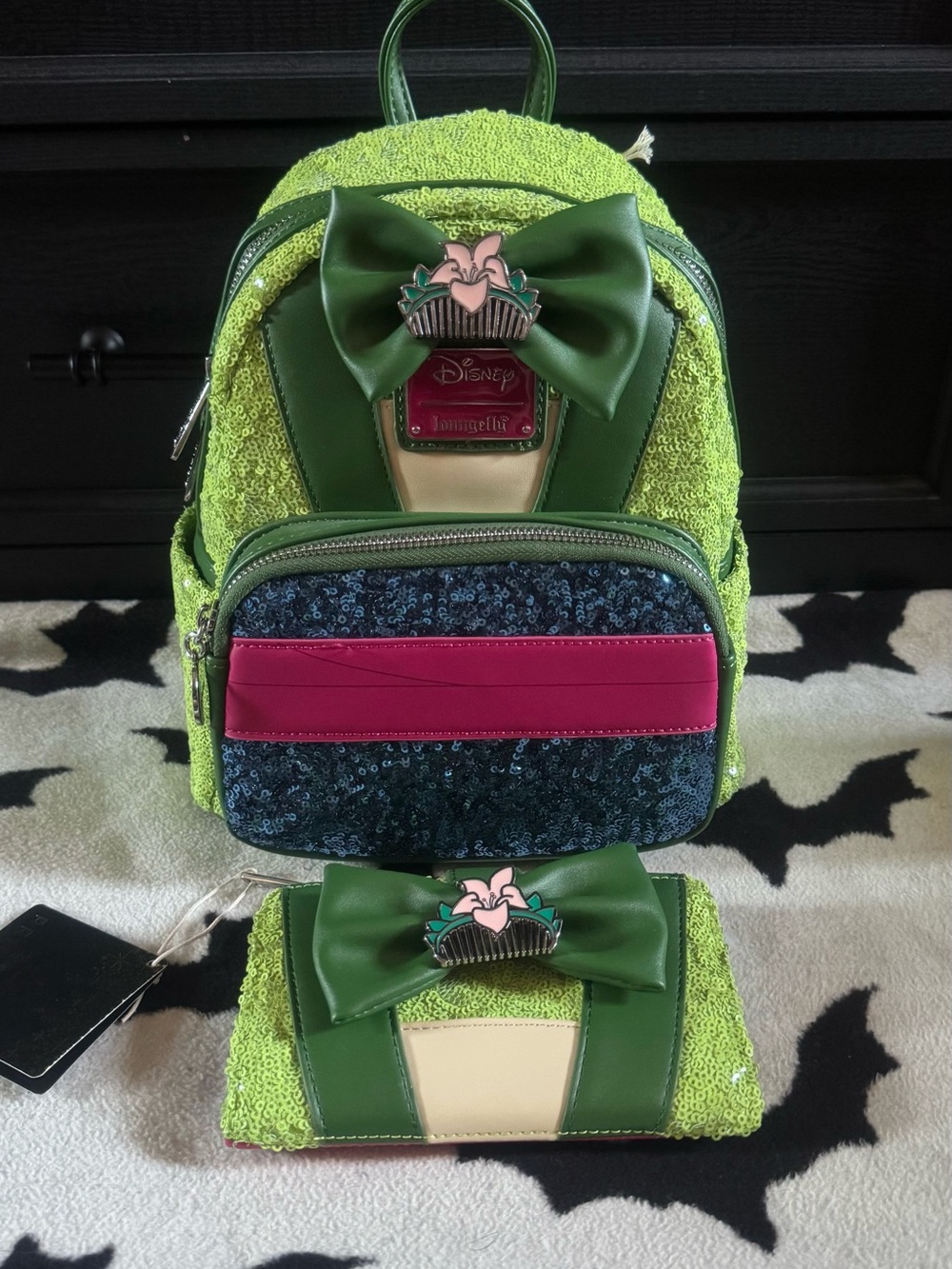 NWT Disney Mulan Sequin Mini Backpack & Wallet Set